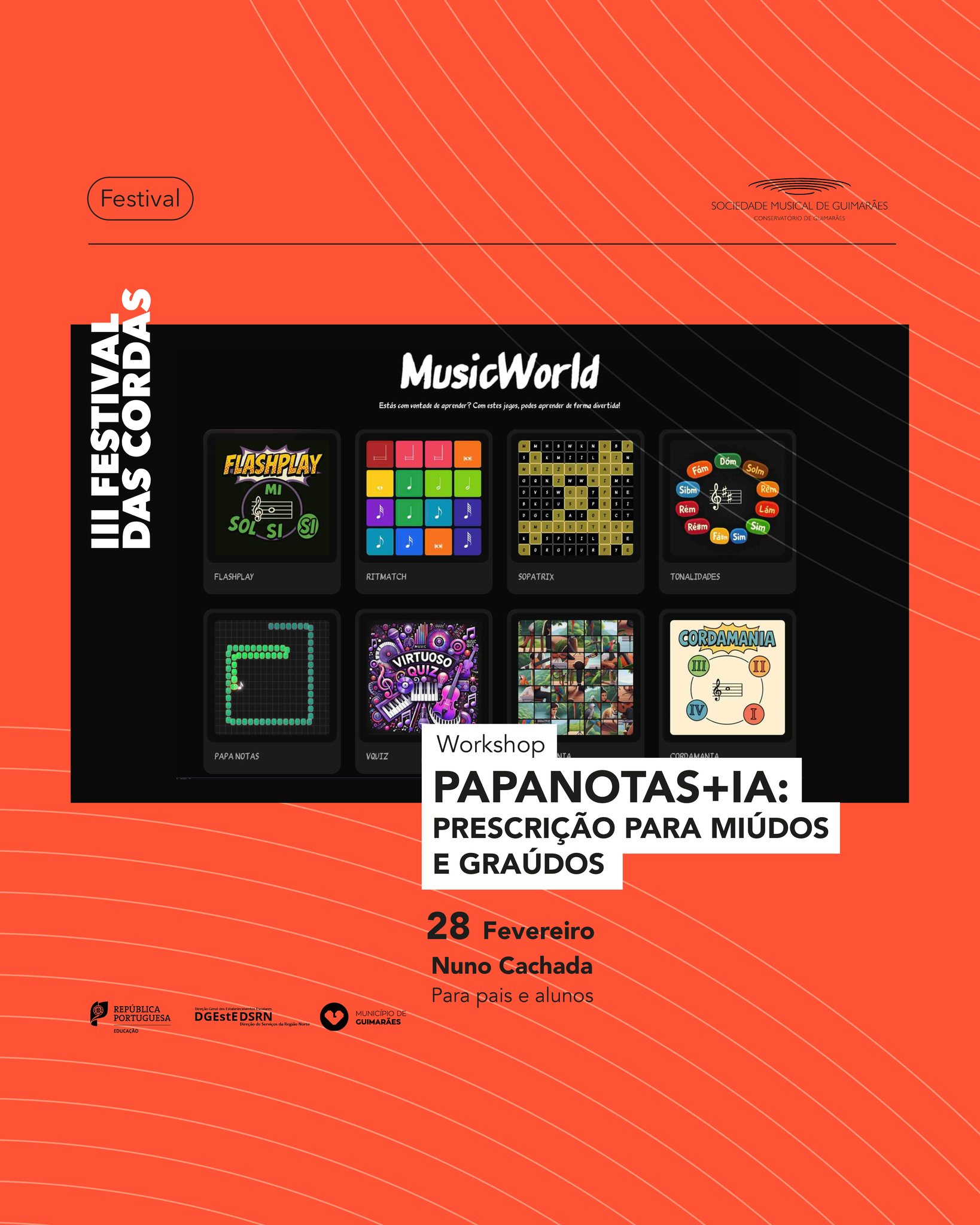 Cartaz III Festival das Cordas - Workshop Papanotas+IA